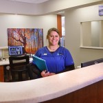 Jen at front desk